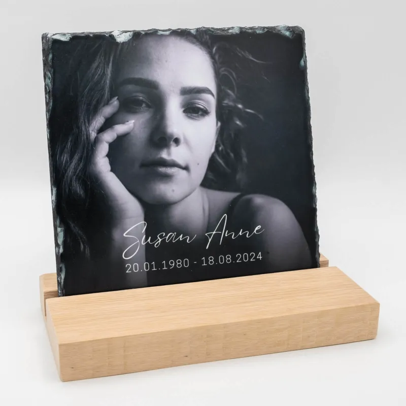 Houten voet - Gedenktegel Rechthoek en vierkant