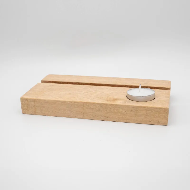 Houten voet - Gedenktegel Rechthoek en vierkant - Theelicht